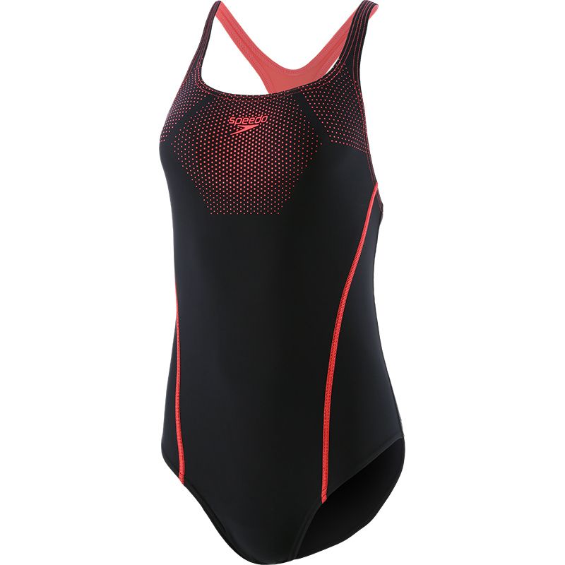 black and red Speedo women's swimsuit in a medalist design from O'Neills
