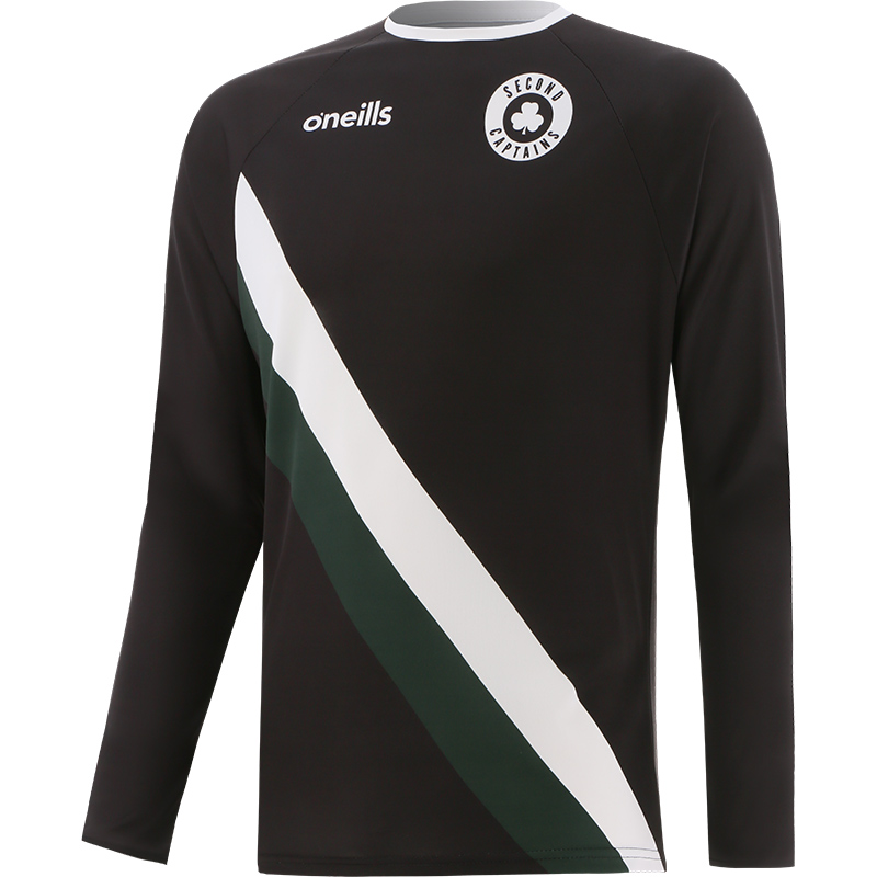 Black Second Captains Long Sleeve Jersey with white and green stripes by O’Neills.