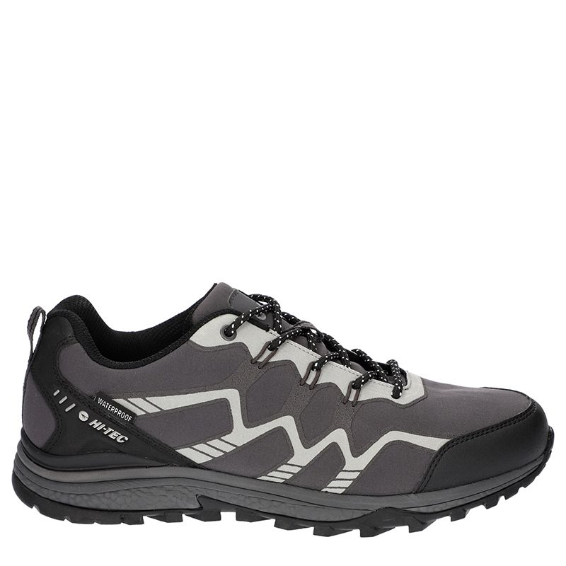 charcoal and black Hi-Tech men's outdoor shoes. lightweight, durable and waterproof from O'Neills