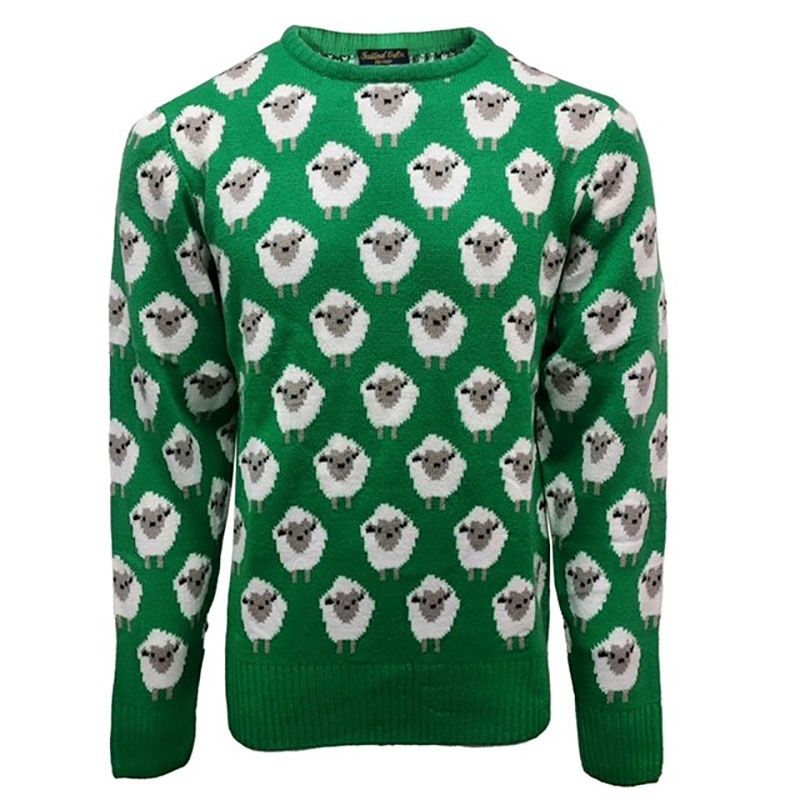 Green Trad Craft Sheep Knit Jumper with a Ribbed hem and cuffs from O'Neill's.