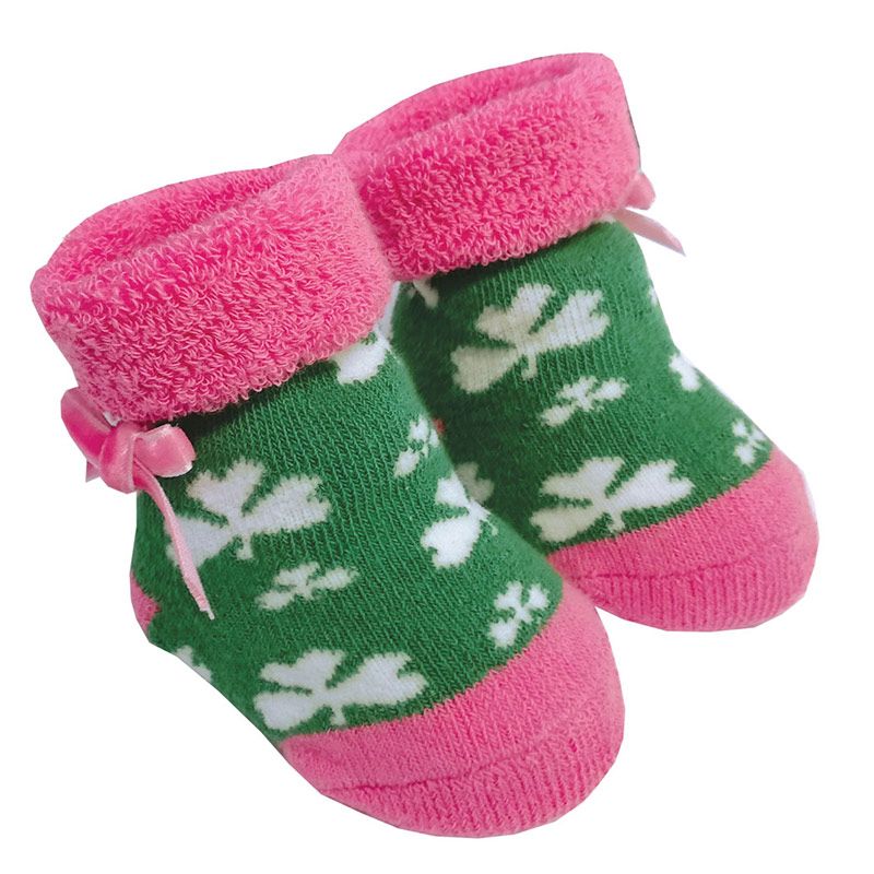 Kids' Trad Craft Baby Shamrock Bootie Green / Pink