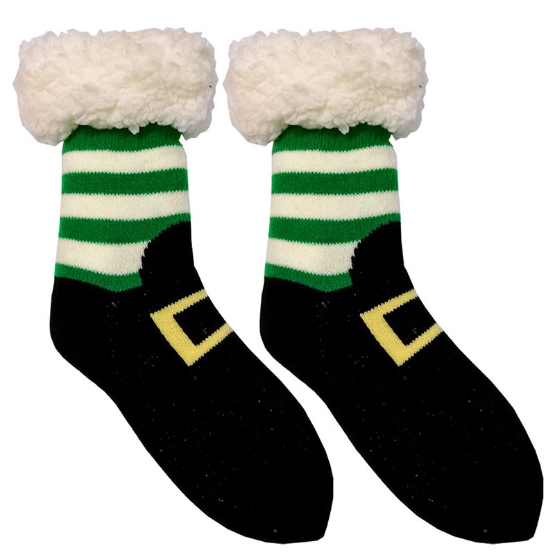 Kids' Trad Craft Leprechaun Foot Lined Slipper Socks Green / White