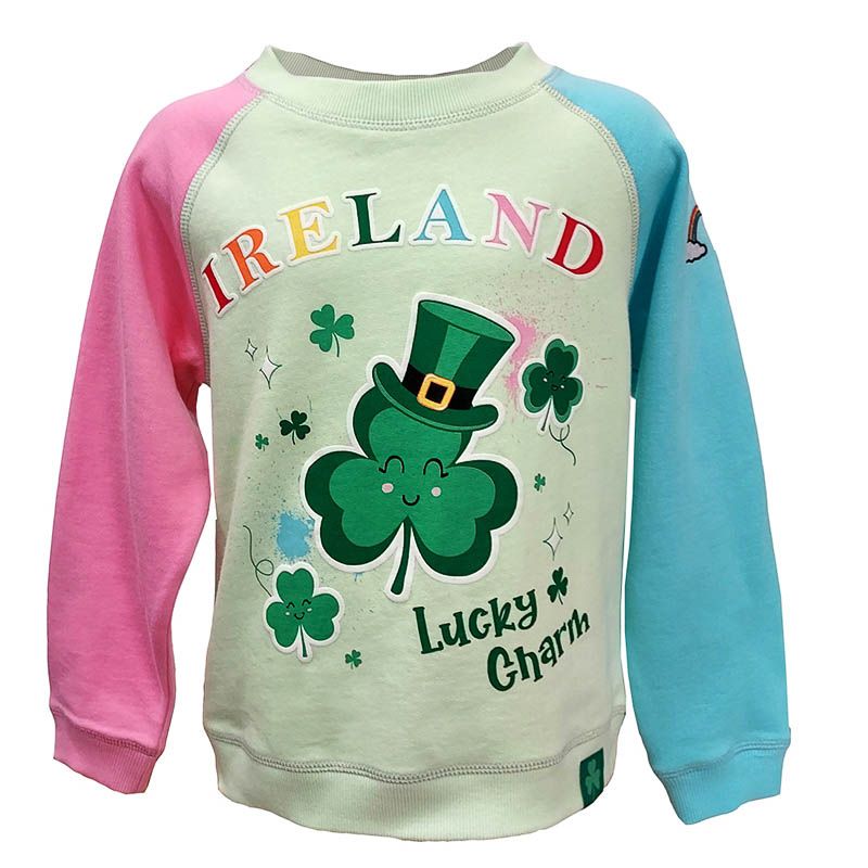Green Trad Craft Kids' Leprechaun Lucky Charm Crew Neck Sweatshirt from O'Neill's.