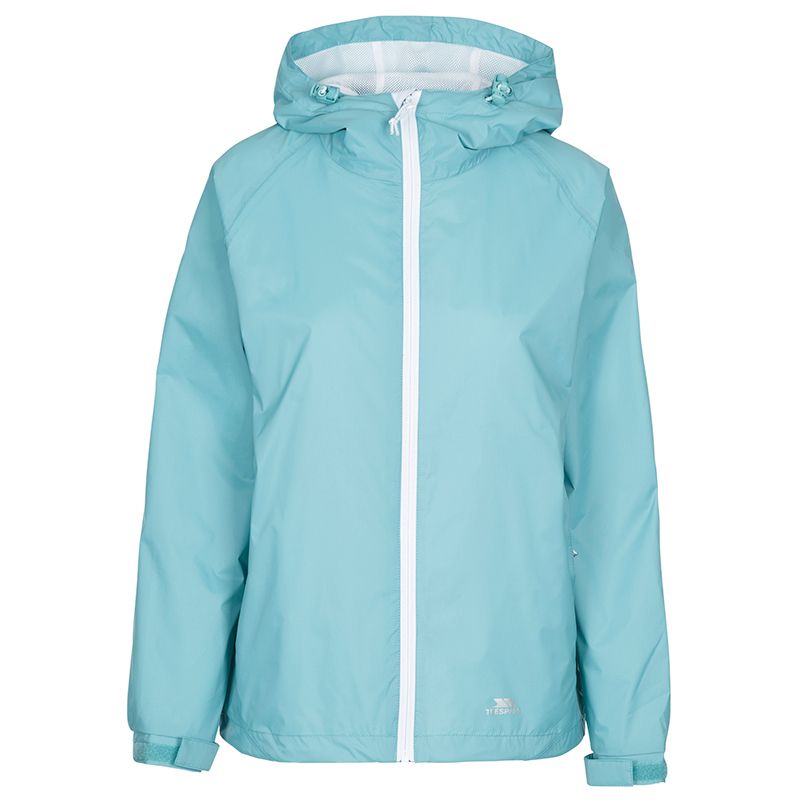 Women's Blue Trespass Tayah II Waterproof Jacket, with 2 front zip pockets from O'Neills.