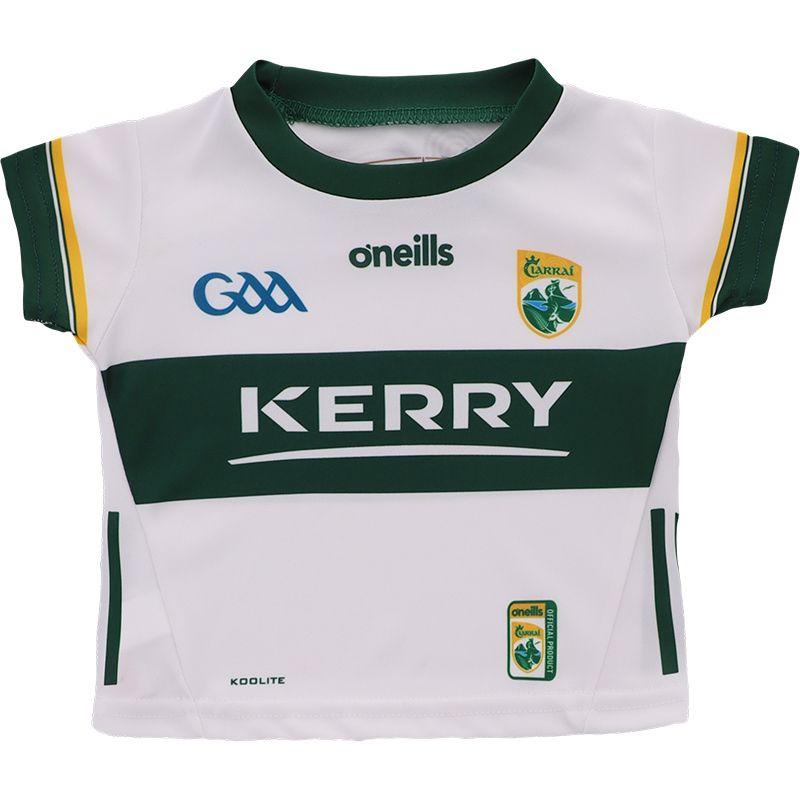 White Kerry GAA Goalkeeper Jersey 2024 with ribbed crew neck collar by O’Neills.