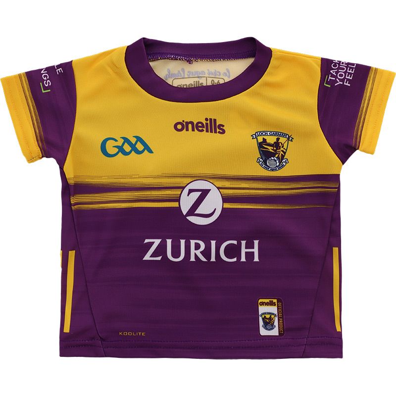 Purple Wexford GAA Baby Home Jersey 2024 with Purple knitted collar by O’Neills.