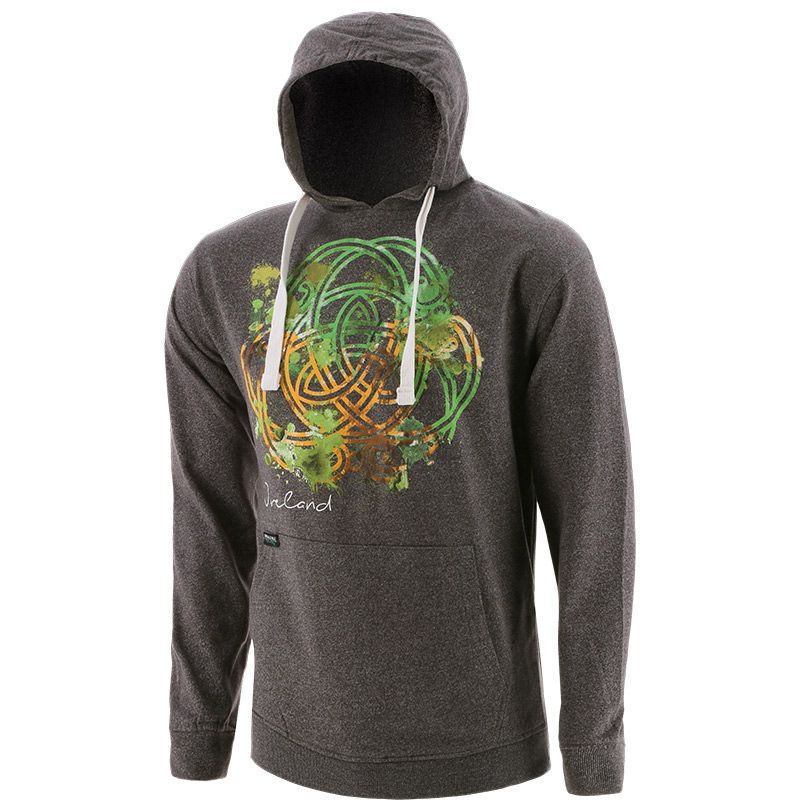 Men's Charcoal Trad Craft Coloured Celtic Knot Hoodie, with a double-sided front pocket from O'Neills.