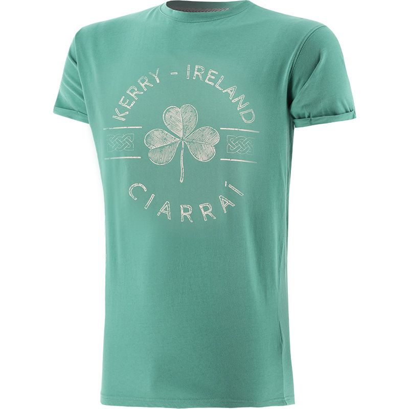 Green Trad Craft Men's Kerry Ireland T-Shirt, with Irish shamrock and Celtic knot design from O'Neills