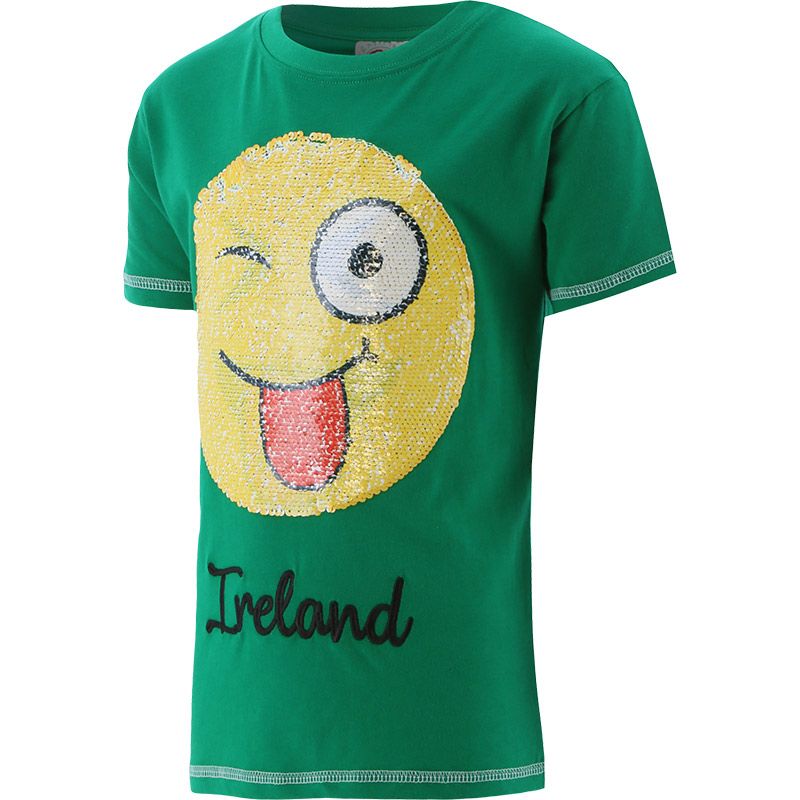 Kids' Premium Ireland Emoji 2way Sequin T-Shirt Emerald