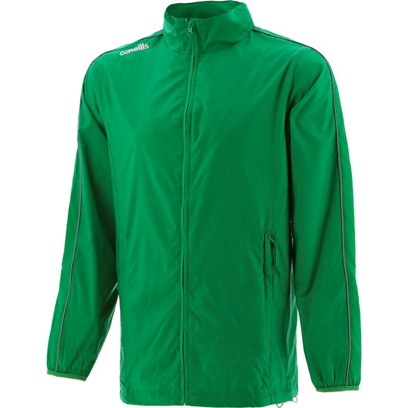 Green Kids' lightweight rain jacket with hood and zip pockets by O’Neills.