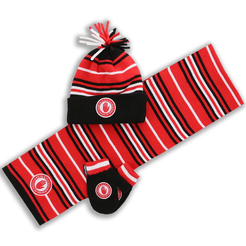 Tyrone Kids' Alex Hat, Scarf and Glove Set Black / Red / White