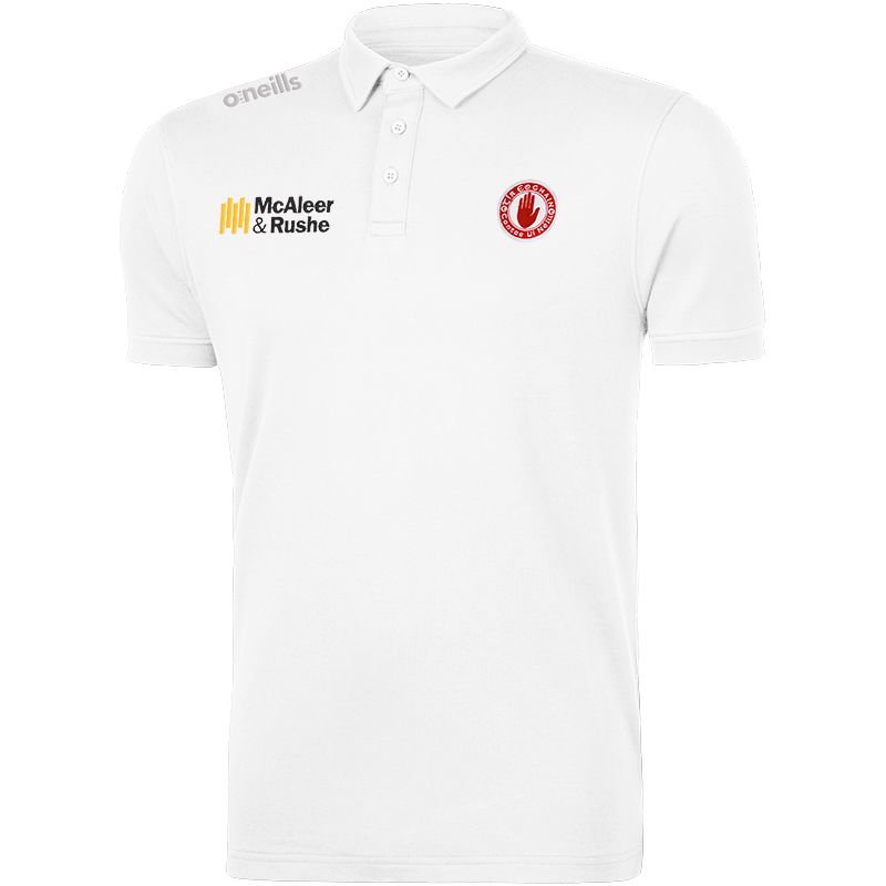 Tyrone GAA White Pima Cotton Polo with County crest from O'Neills.