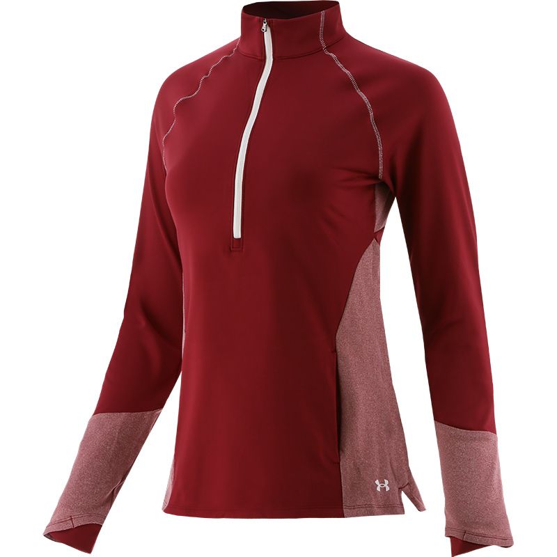 Red Under Armour women's half zip top with brushed interior from O'Neills.