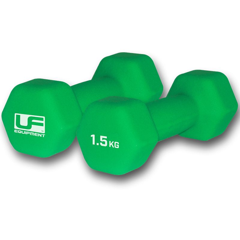 Urban Fitness Hex Dumbbells Pair Neoprene Cover 1.5kg Green