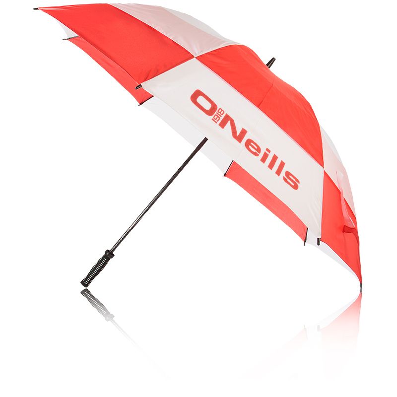 Red and White Umbrella with a double canopy design from oneills.com