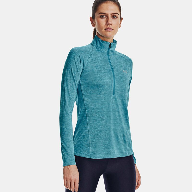 Blue Under Armour Women's UA Tech™ Twist ½ Zip with Raglan sleeves from O'Neills.
