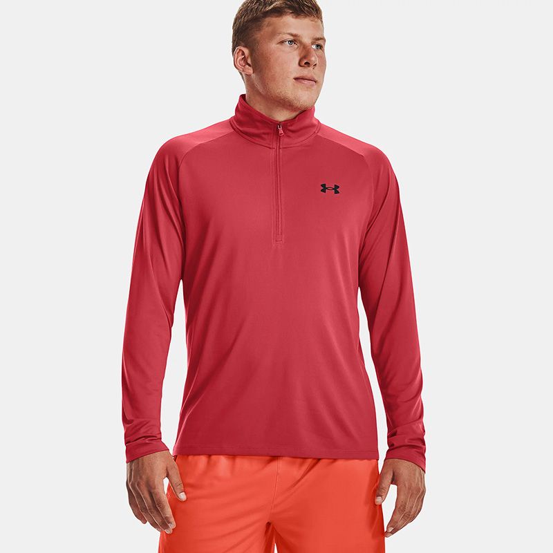 Red Under Armour Men's Tech™ Half Zip Top, with Raglan sleeves from O'Neill's.
