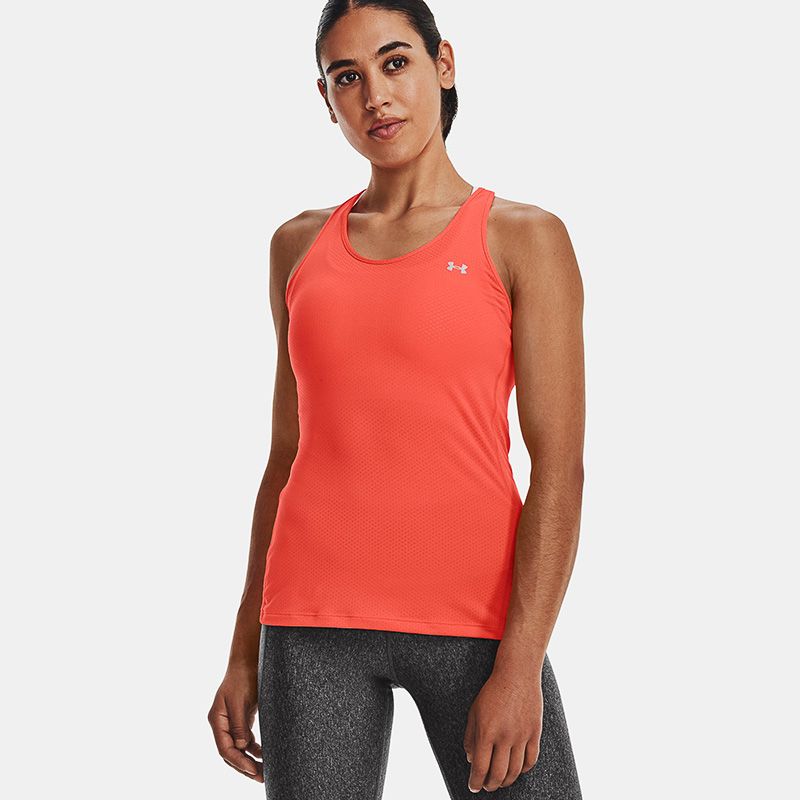 Orange Under Armour Women's HeatGear® Armour Racer Tank, with a Classic racer back from O'Neill's.