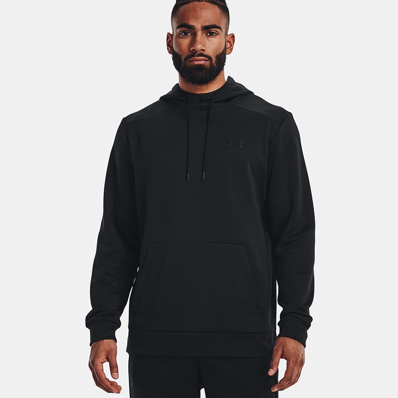 Black Under Armour Men's Armour Fleece® Hoodie with a Front kangaroo pocket from O'Neills.