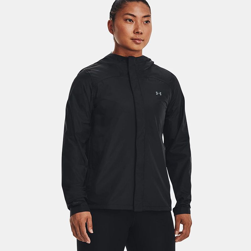 Black Under Armour Women's UA Stormproof Cloudstrike 2.0 Jacket, with Secure, zip hand pockets from O'Neills.