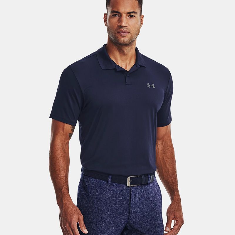 Navy Under Armour Men's UA Performance 3.0 Polo, with Textured, soft anti-pick, anti-pill fabric has a snag-free finish from O'Neill's.