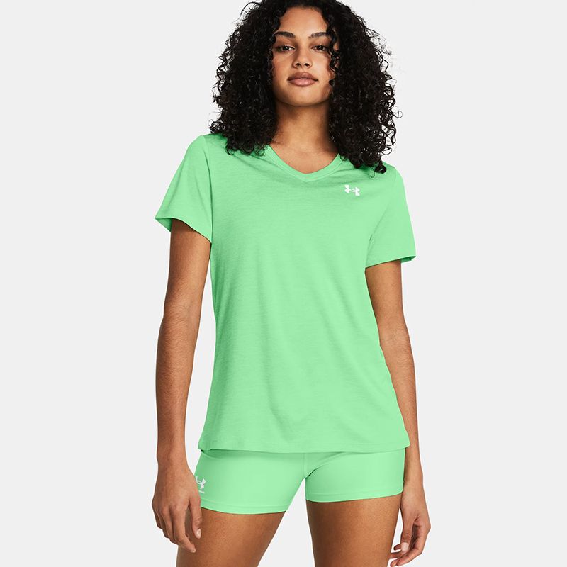 Under Armour Women's UA Tech™ Twist V-Neck T-Shirt Matrix Green / White