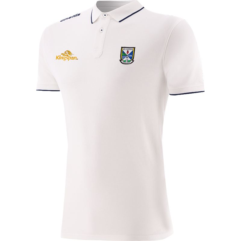 White Men’s Cavan GAA Venture Pima Cotton Polo Shirt with ribbed collar and cuffs by O’Neills.