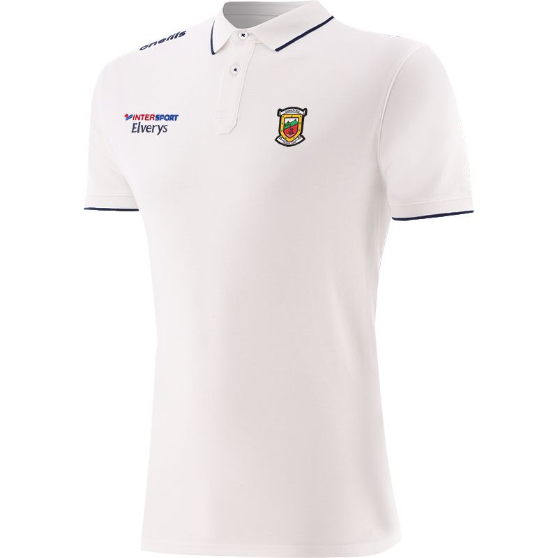 White Men’s Mayo GAA Venture Pima Cotton Polo Shirt with ribbed collar and cuffs by O’Neills