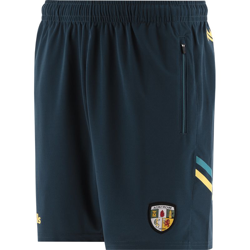 Marine Kids' Antrim GAA training shorts with zip pockets by O’Neills.