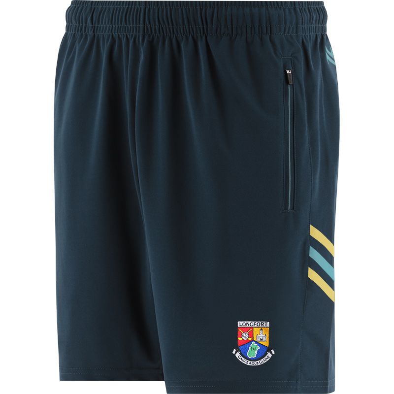 Marine Men's Longford GAA training shorts with zip pockets by O’Neills.

