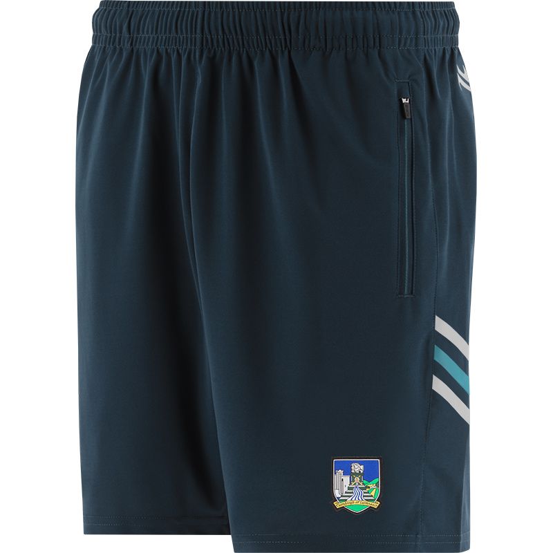 Marine Men's Limerick GAA training shorts with zip pockets by O’Neills.

