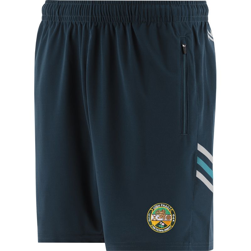Marine Kids' Offaly GAA training shorts with zip pockets by O’Neills.