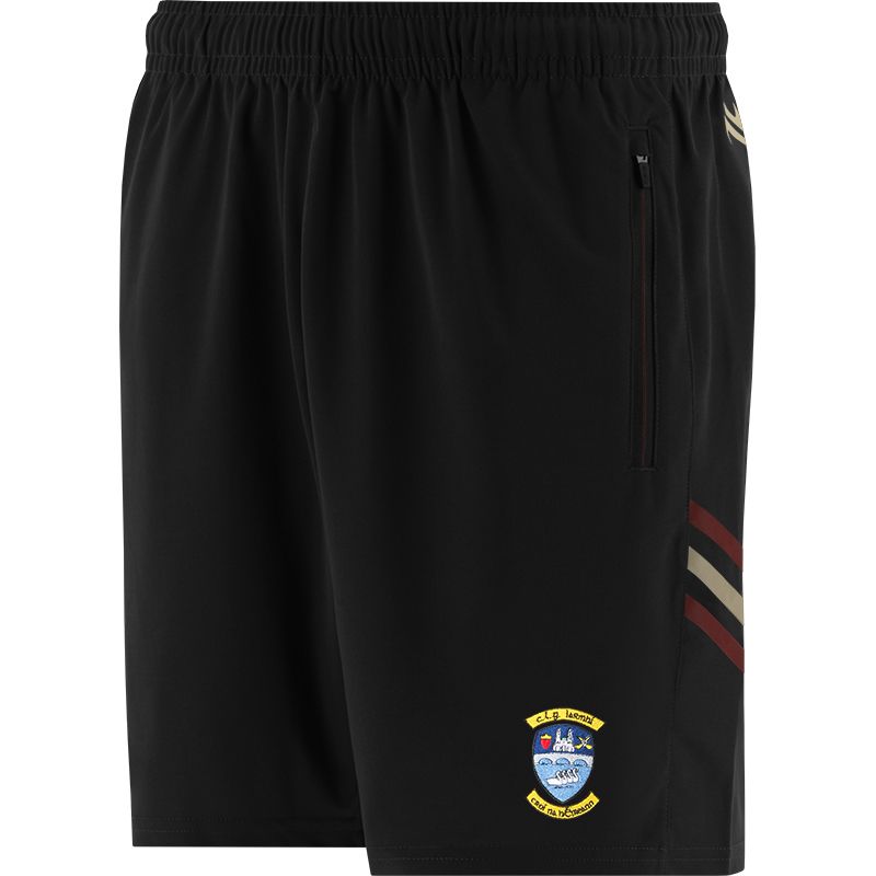 Black Kids' Westmeath GAA training shorts with zip pockets by O’Neills.