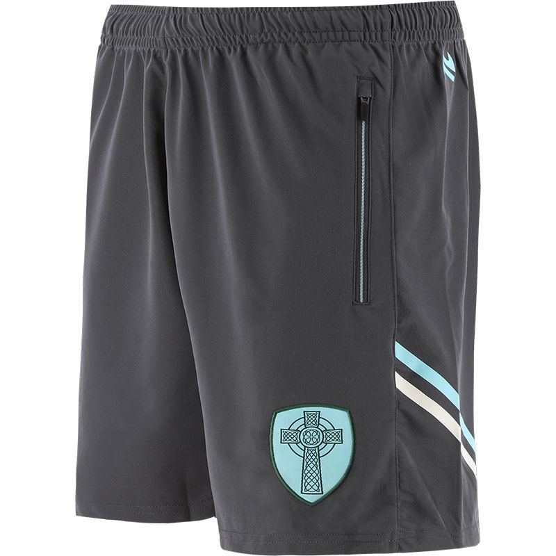 Dark Grey Men's Weston Celtic Cross training shorts with zip pockets by O’Neills.