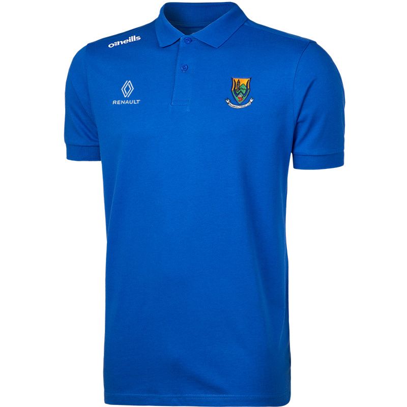Wicklow men's royal Portugal polo with crest and sponsor detail from O'Neills.