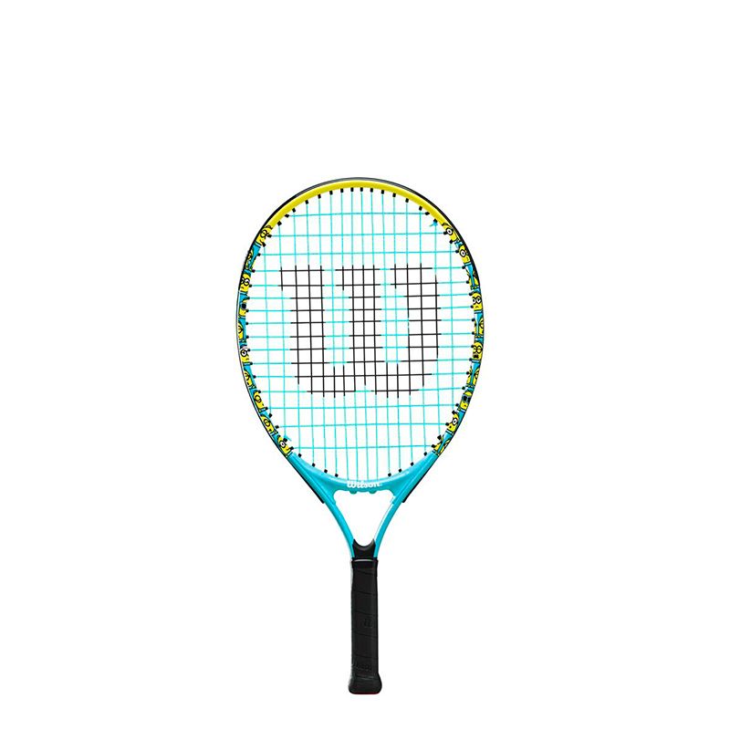 Black, blue and yellow Wilson Minions 2.0 Junior 21 Tennis Racket is lightweight and durable from O'Neills