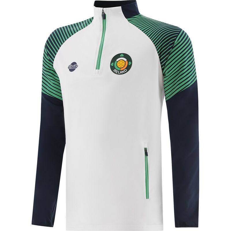 White Men's Zico Brushed Half Zip Top with an retro Ireland crest by O'Neill's.