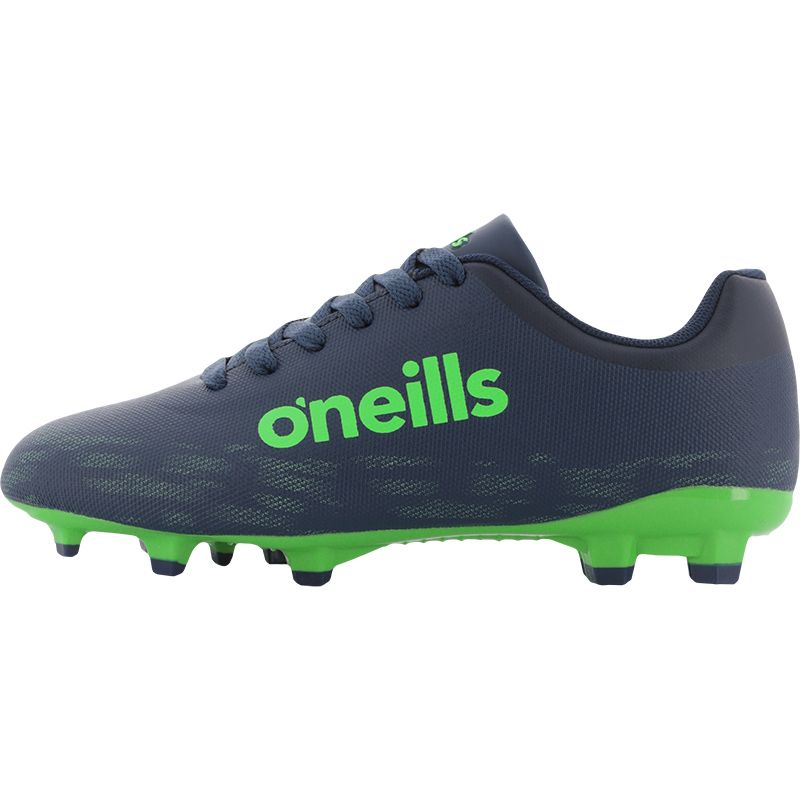 Navy football boots with moulded studs and lace closure by O’Neills.