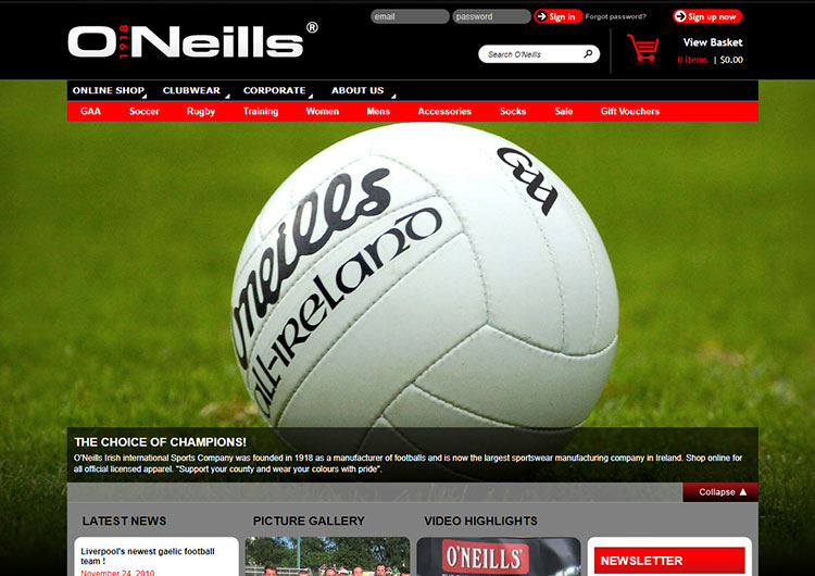 oneills.com website is launched