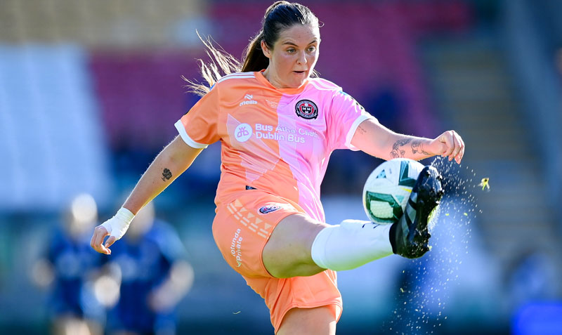 Lisa Murphy of Bohemians 2025 Lisa Murphy wearing Bohemian F.C. O’Neills match kit